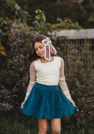 Blue Spruce Corduroy Scallop Skort