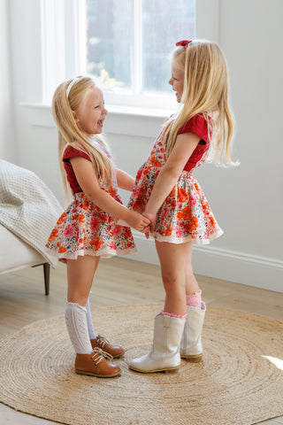 Saffron Blooms Skirted Romper Set