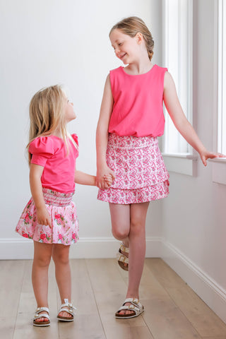Smocked Athletic Skort ~ Floral Finery