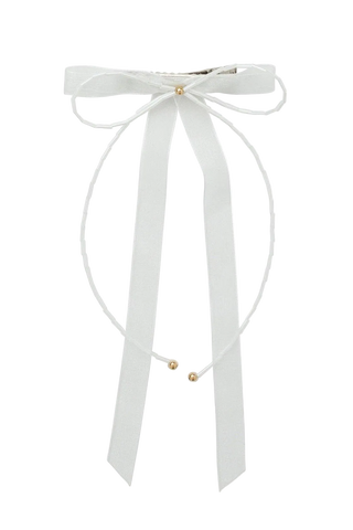 Dainty Fairy Beaded Bow - White