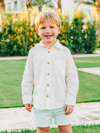*PREORDER* White Bamboo Linen Button-up Shirt