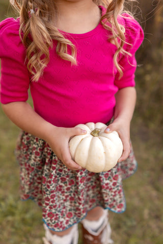 Puff Sleeve Heart Pointelle Layering Shirt Bundle ~ Blue Spruce and Mulberry