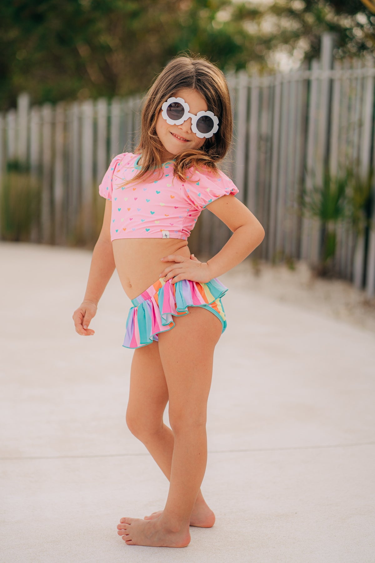 Retro Candyland Puff Sleeve Skirted Bikini