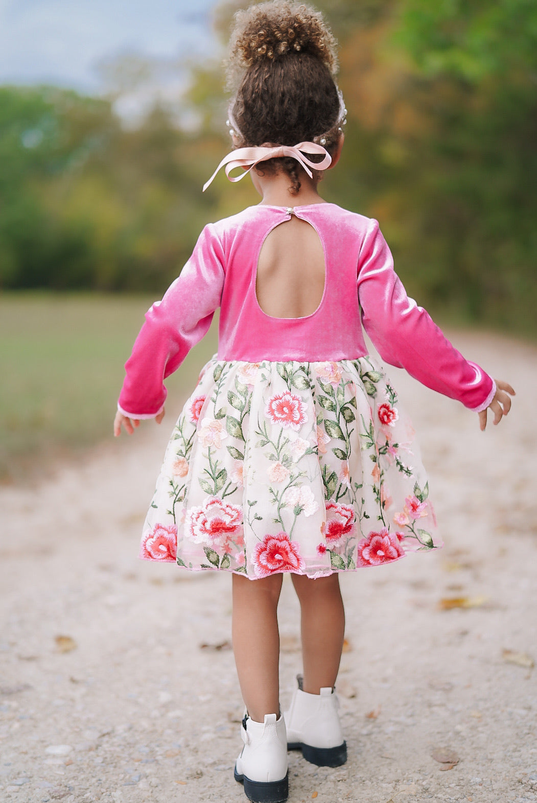 Long Sleeve Rose Petal Enchantment Dress and Bloomer Set