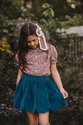 Blue Spruce Corduroy Scallop Skort