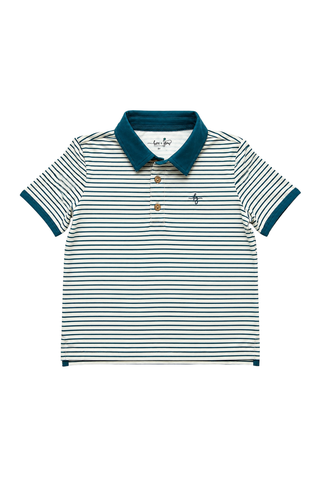 Blue Spruce Striped Athletic Polo