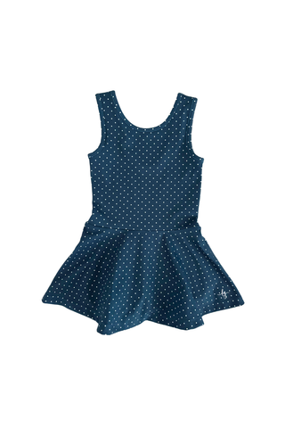 Flare Athletic Dress ~ Navy Dot