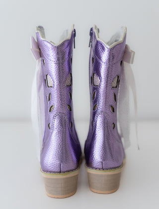 Sweetheart Bow Cowgirl Boots- Purple