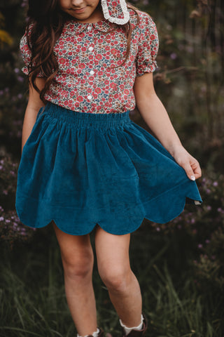 Blue Spruce Corduroy Scallop Skort