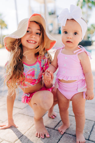 Paradise Pink Gingham High Waisted Bikini