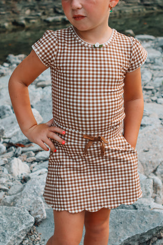 Cinnamon Gingham Athletic Set
