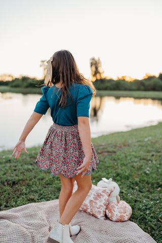 Mulberry Meadow Scallop Skort