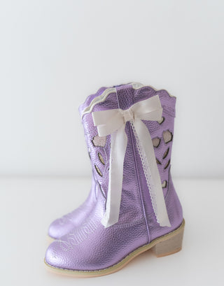 Sweetheart Bow Cowgirl Boots- Purple