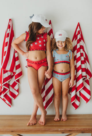 *PREORDER* Scalloped High Waisted Bikini - Heritage Flag