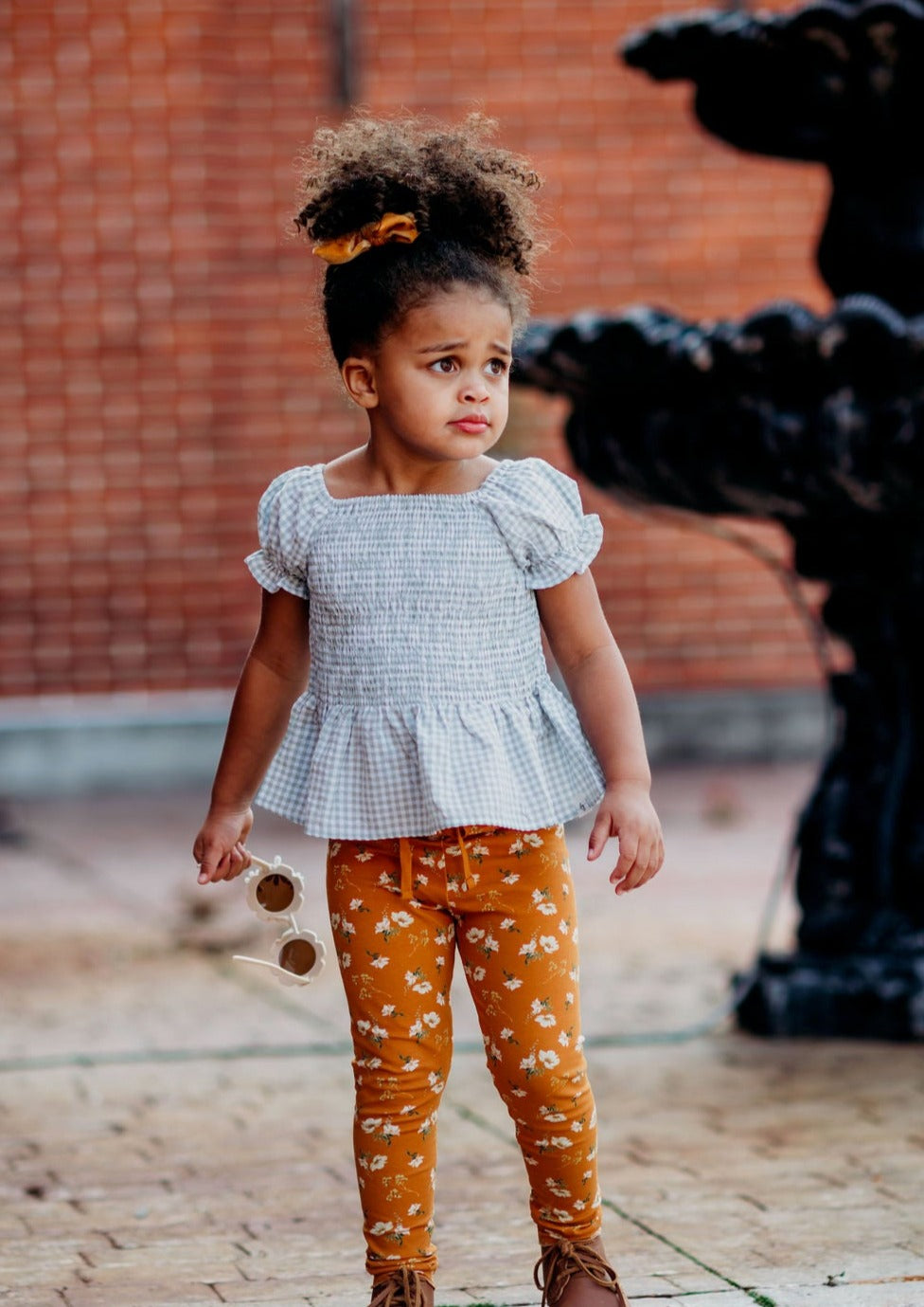 Sage Smocked Gingham Shirt