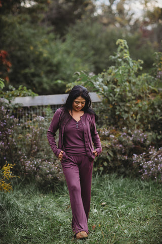 Women's Ribbed Bamboo Lounge Pants ~ Plum