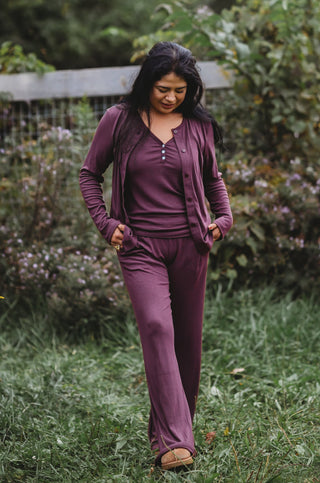 Women's Plum Ribbed Bamboo Lounge Bundle