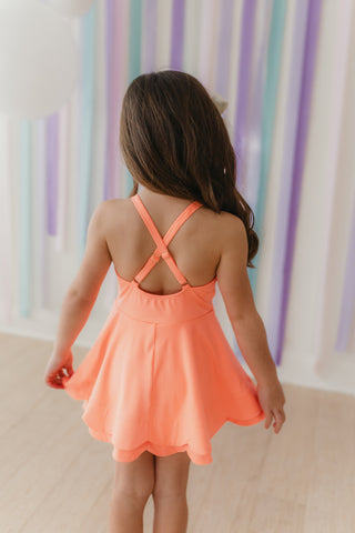 Scallop Athleisure Dress - Orange Sorbet