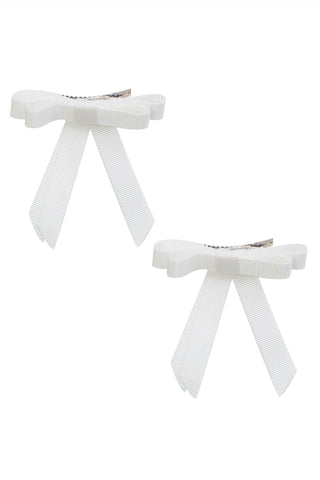 Grosgrain Bow Clip Set (2) - White
