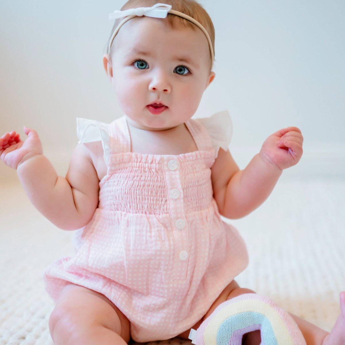 Pink Gingham Bubble- runs small