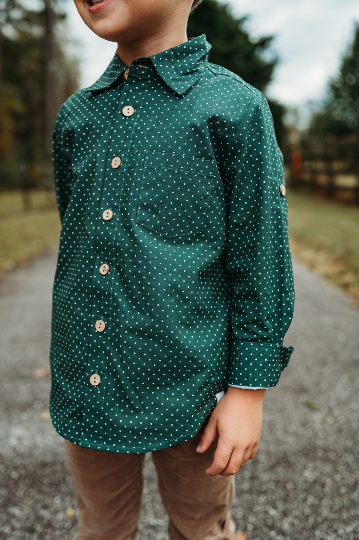 Evergreen Dot Button-Up Shirt