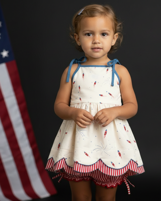 *PREORDER* Scallop Tunic Set - Red, White, and Boom