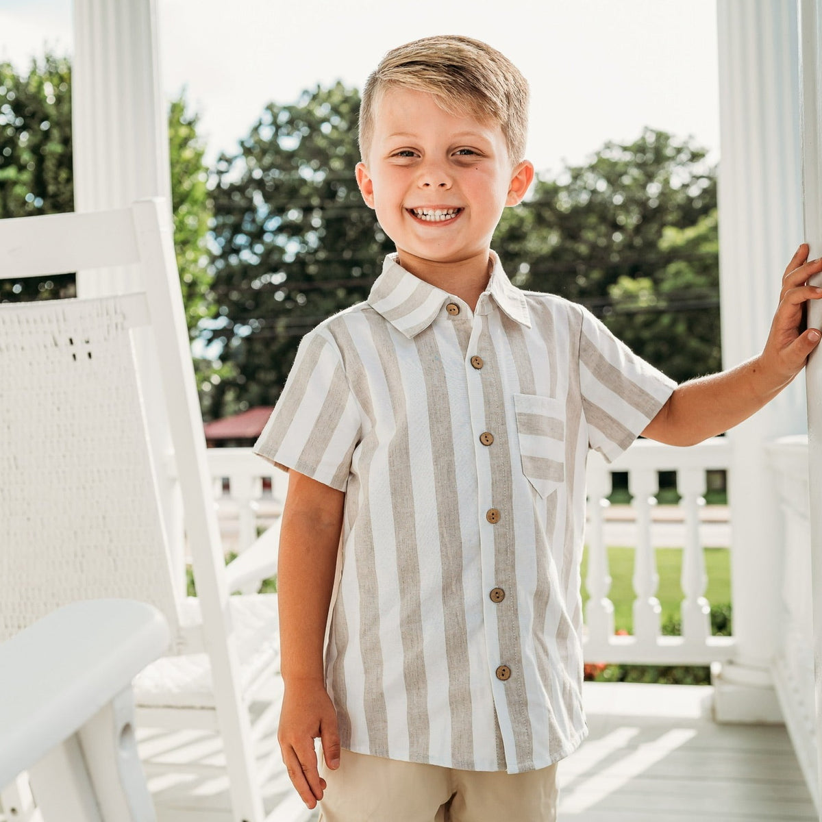 Wheat Stripe Button-up Shirt