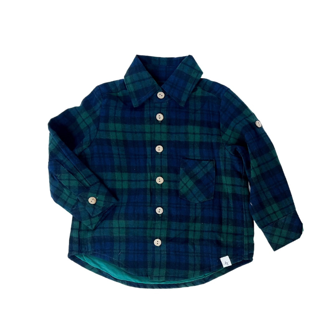 Emerald Frost Flannel Button-Up Shirt