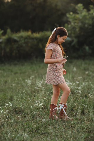 Cinnamon Gingham Athletic Set