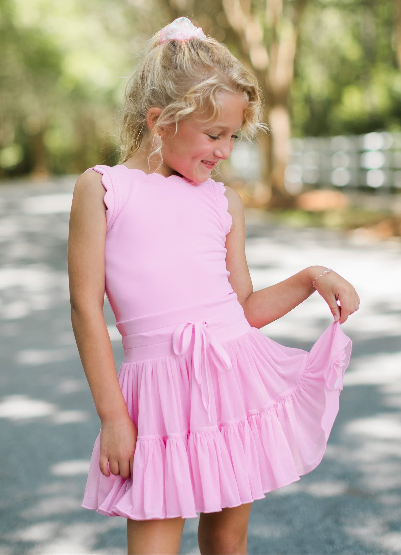 girls pink athletic dress Pink Lycra Tennis Dress (Shorts Included) Size 6