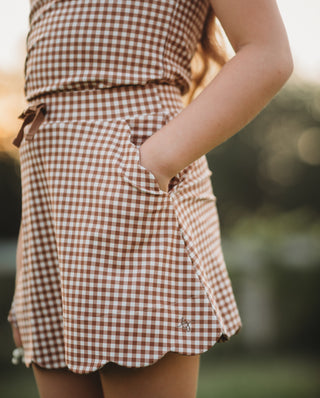 Cinnamon Gingham Athletic Set