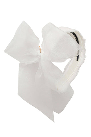 Belle Organza Fringe Headband - White