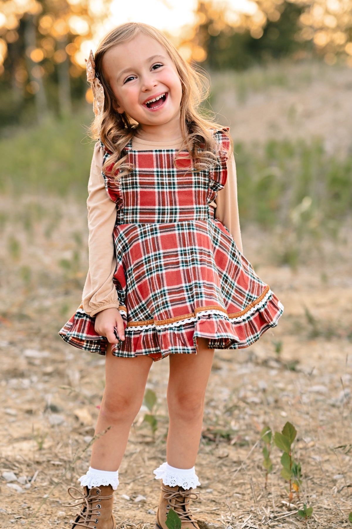 Turkey Day Tartan Skirted Romper