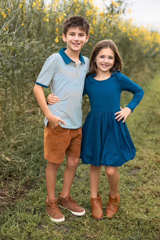 Blue Spruce Striped Athletic Polo
