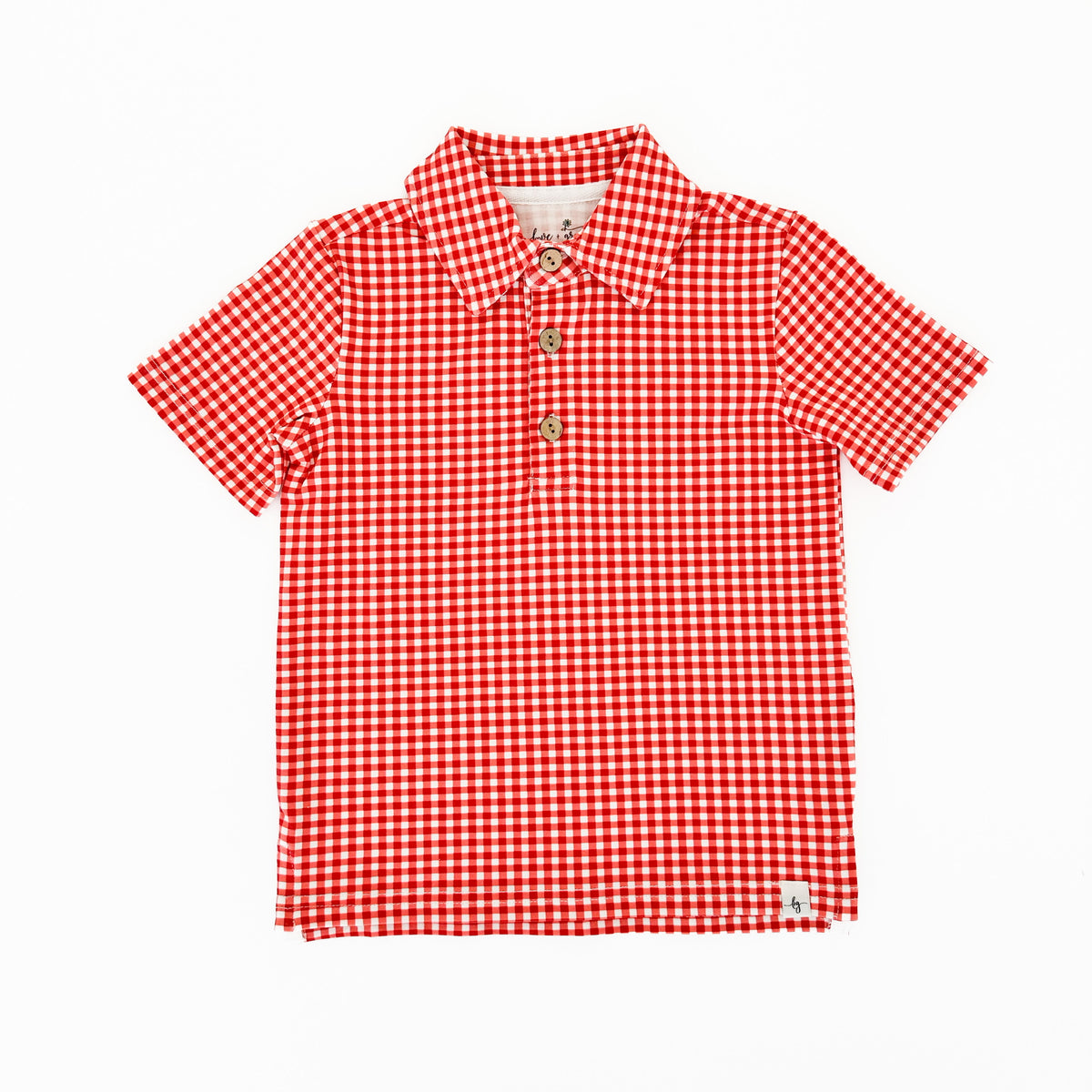 Red Gingham Collared Shirt