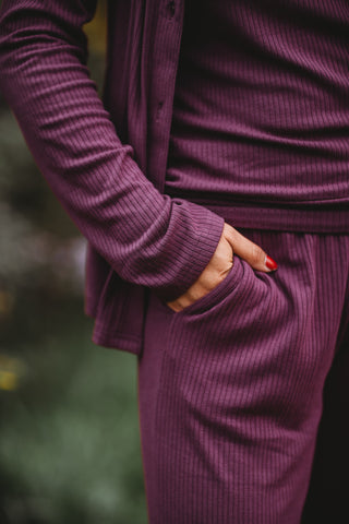 Women's Plum Ribbed Bamboo Lounge Bundle