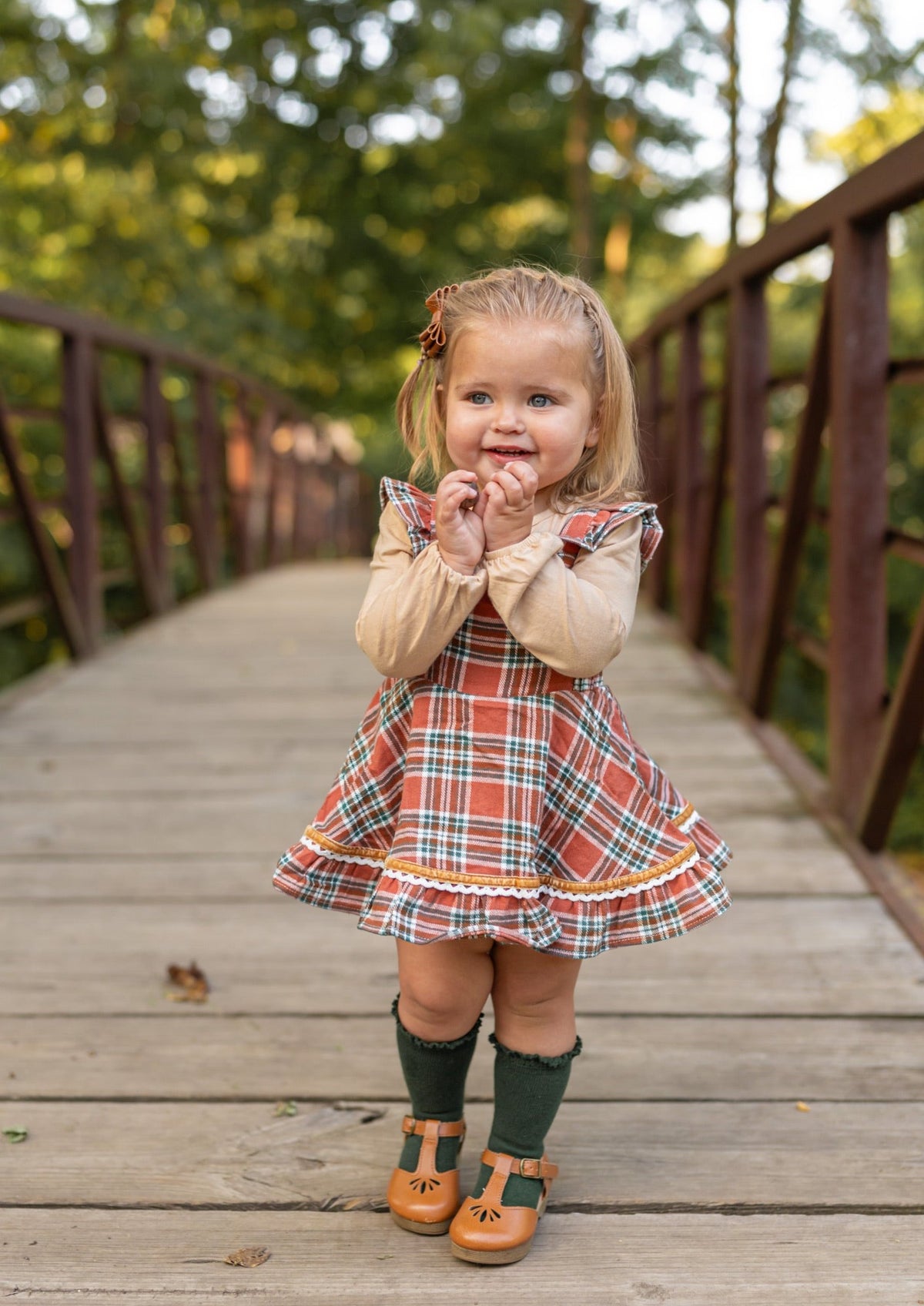 Turkey Day Tartan Skirted Romper