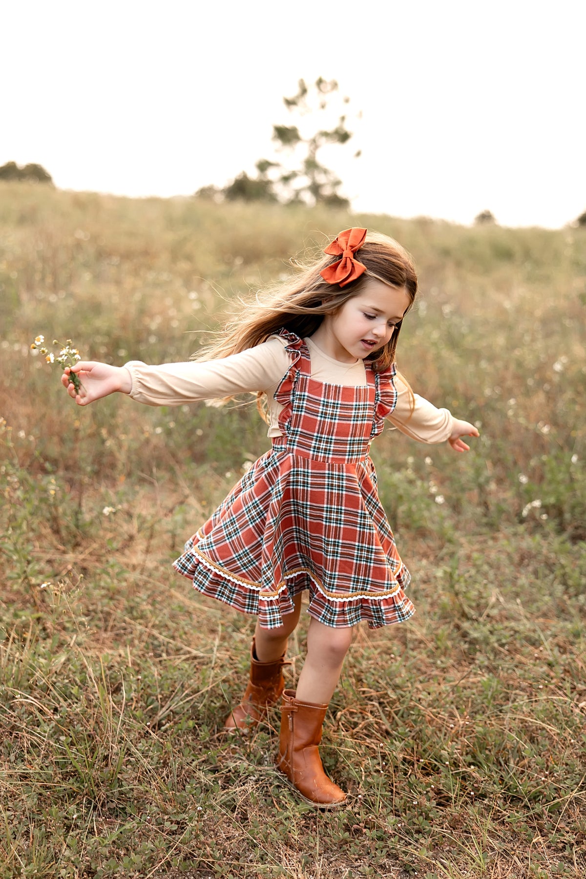Turkey Day Tartan Pinafore