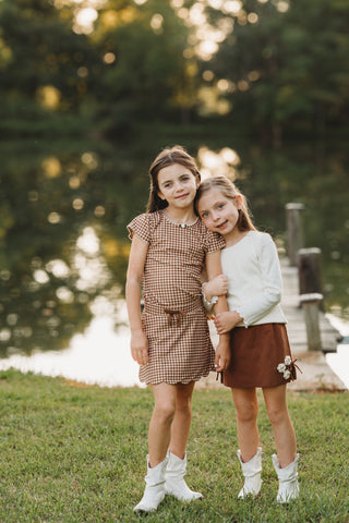 Cinnamon Gingham Athletic Set