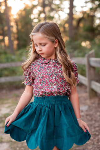 Blue Spruce Corduroy Scallop Skort