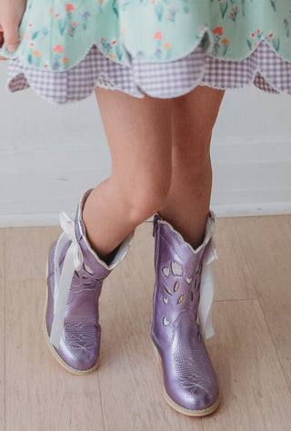 Sweetheart Bow Cowgirl Boots- Purple