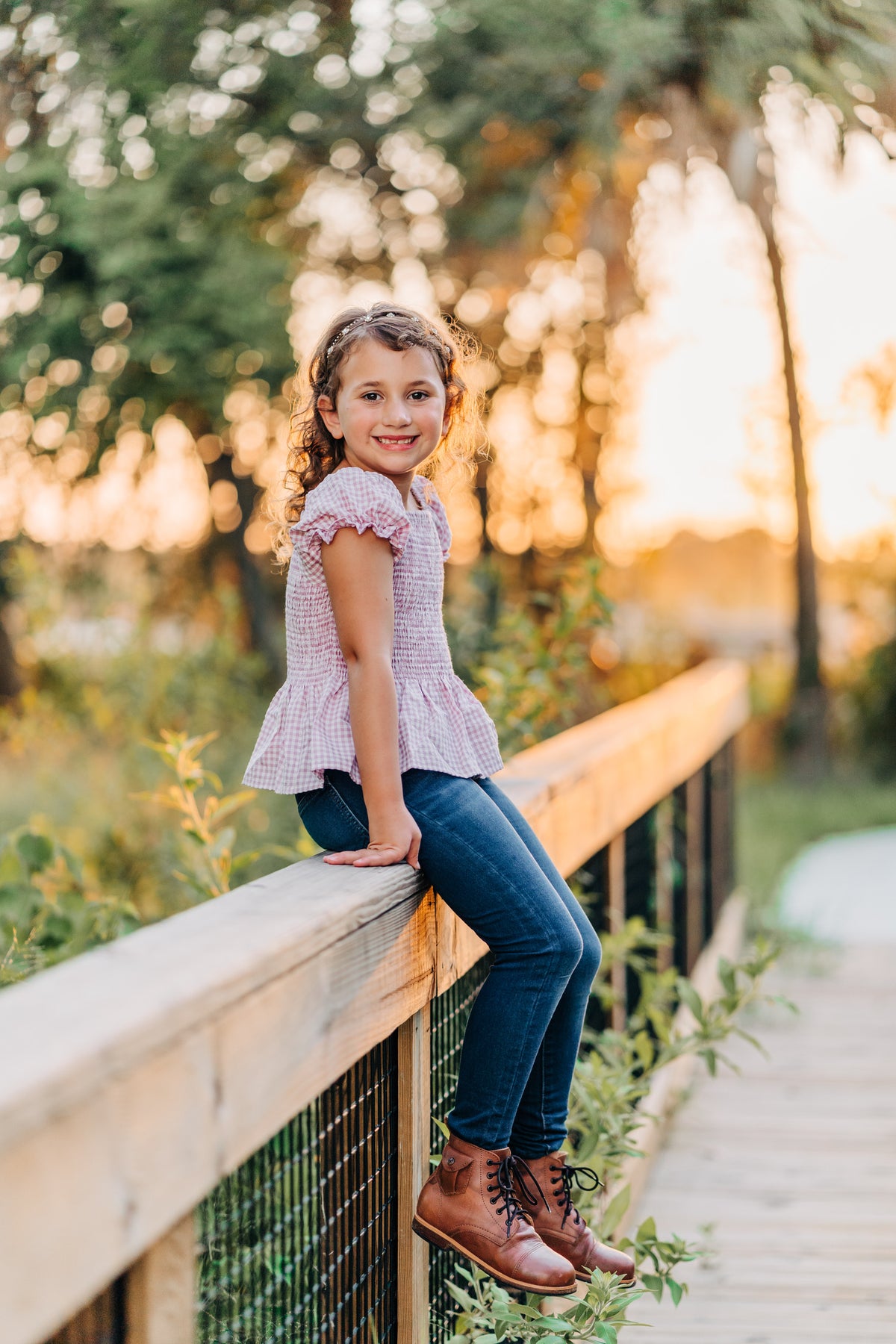 Plum Smocked Gingham Shirt