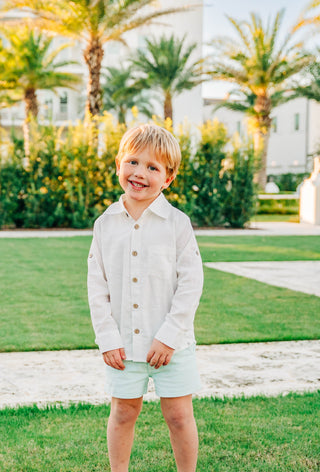 *PREORDER* White Bamboo Linen Button-up Shirt