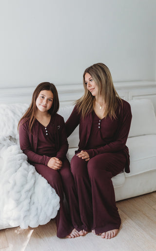 Ribbed Bamboo Lounge Top Set ~ Plum