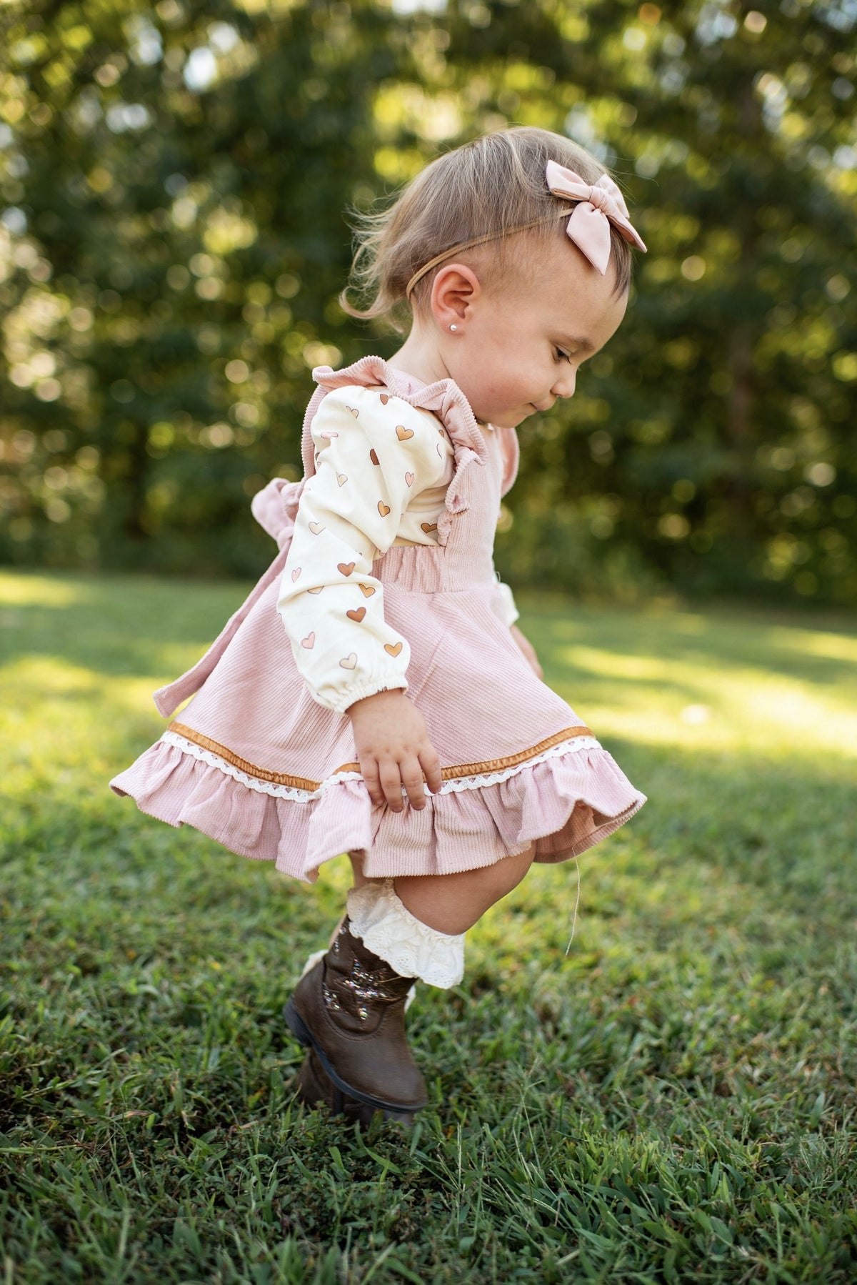 Autumn Rose Corduroy Skirted Romper