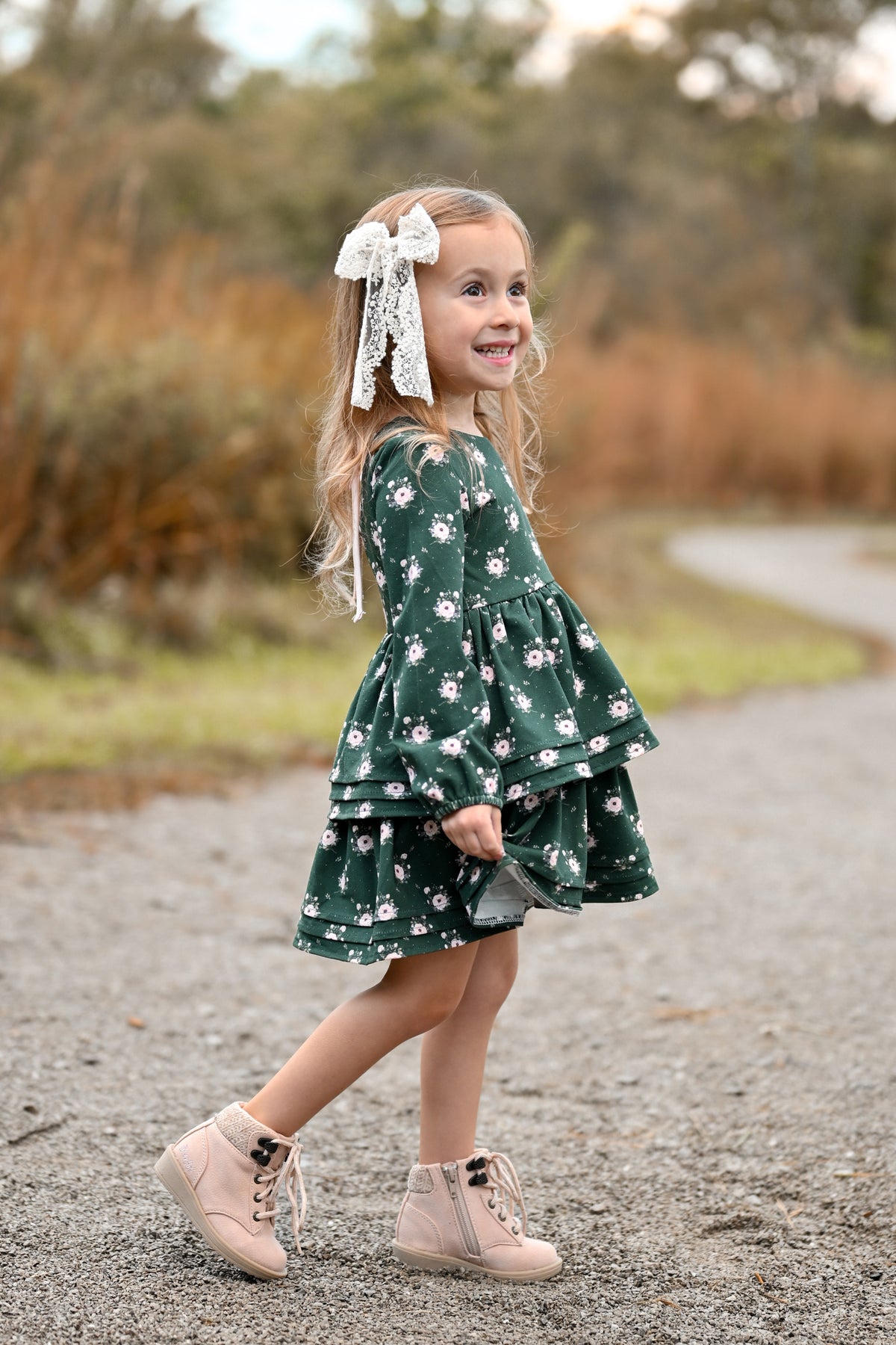 Emerald Frost Floral Dress