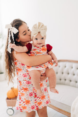 Saffron Blooms Skirted Romper Set