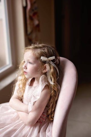 Dainty Fairy Gold Beaded Bow Hair Clip - Kids