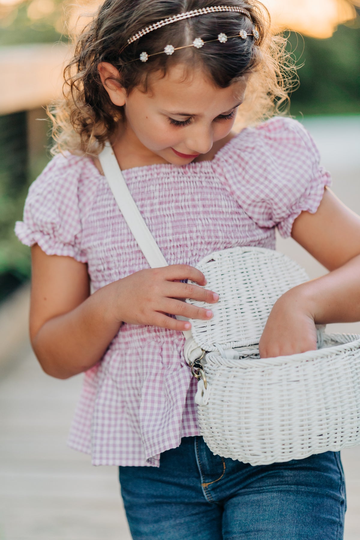 Plum Smocked Gingham Shirt