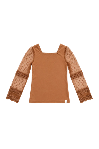 Honey Brown Lace Layering Shirt